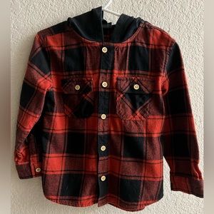 Hooded flannel button up